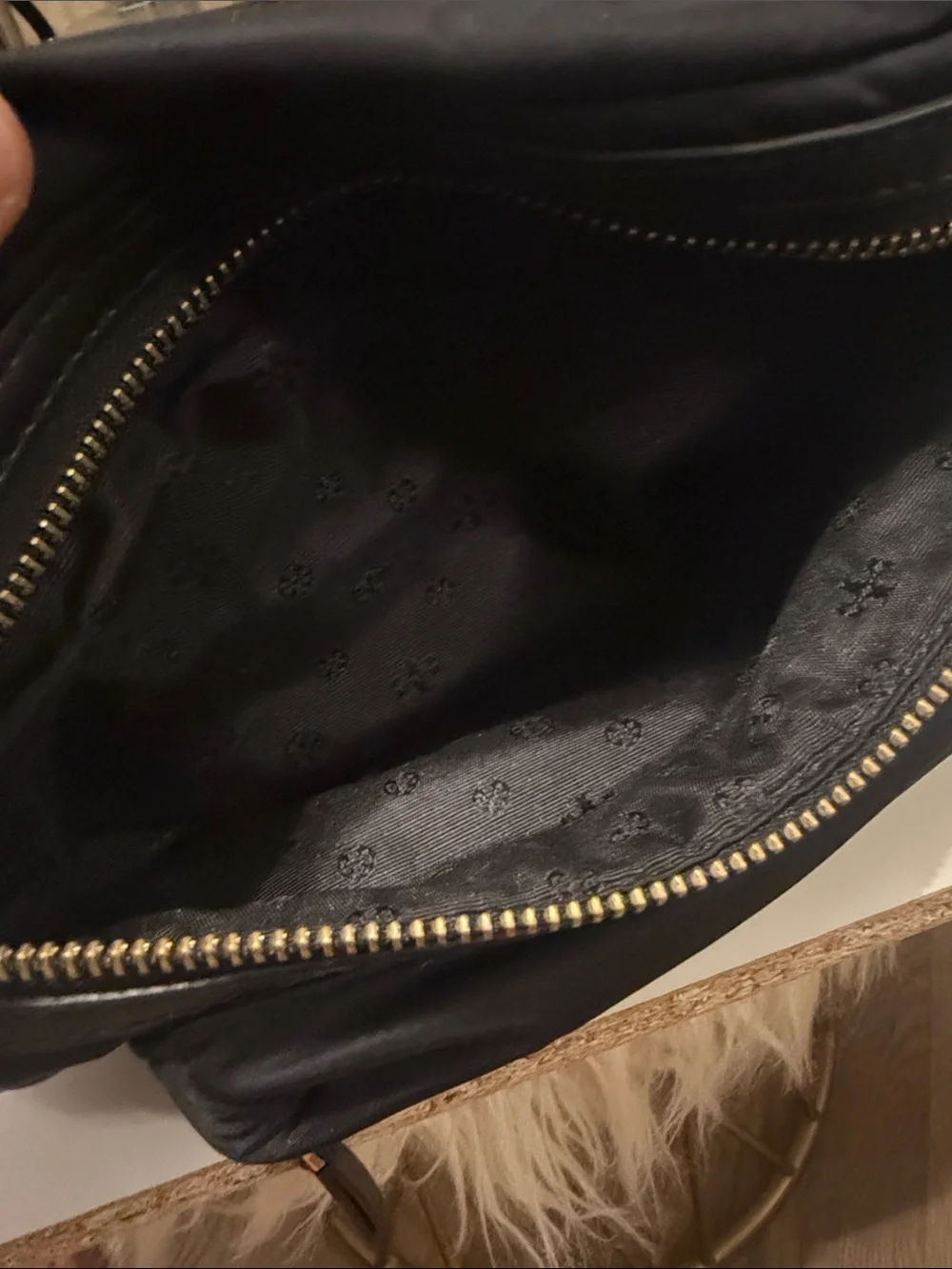 Tory Burch Navy Nylon Belt Bag with Gold Hardware